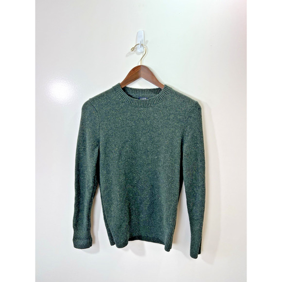 J.Crew Women’s Lambswool Wool Sweater Sz XS Green Elbow Patches Preppy Academia - Picture 1 of 8